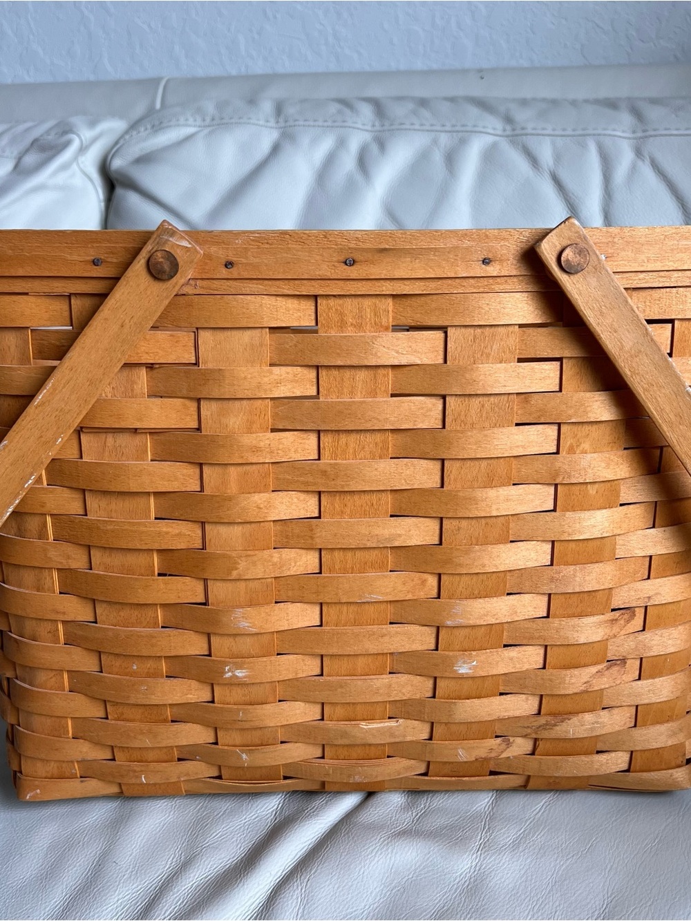 Longaberger Natural Brown Handwoven Basket with Handles 1999